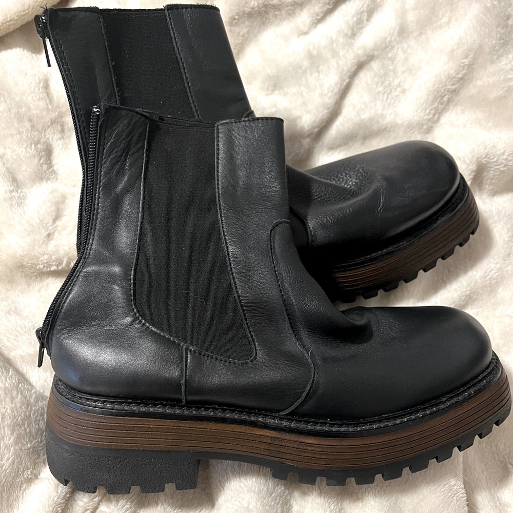 Free People Lug Sole Chelsea with back zipper